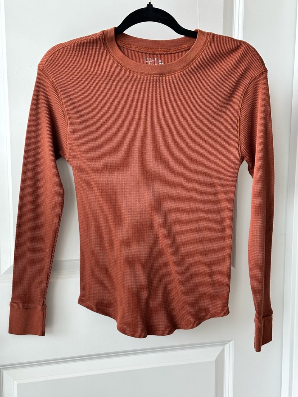 Time and Tru Women's Long-Sleeve Waffle Knit Top - Rust